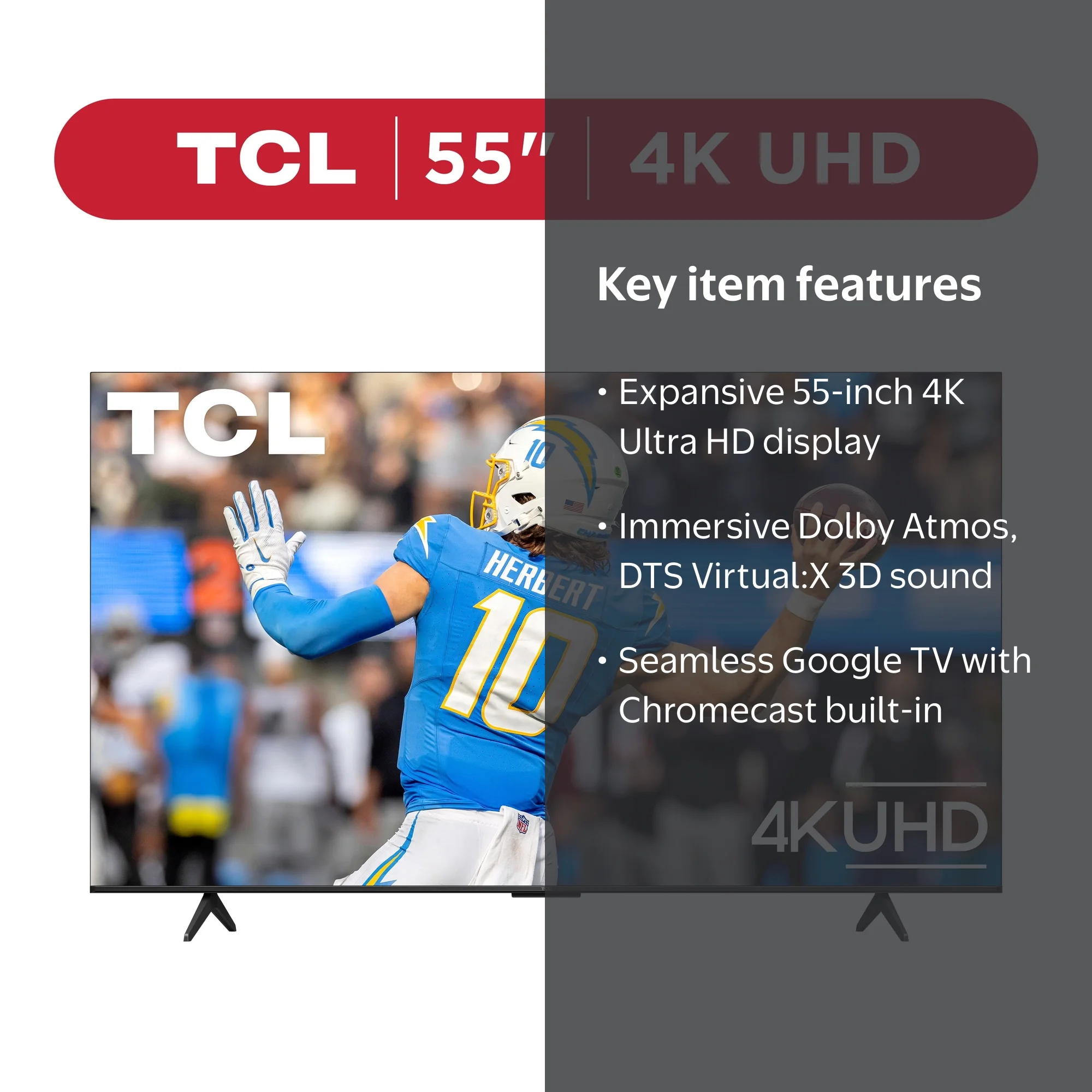 TCL 55” Class S5 (55S551G) 4K UHD HDR LED Smart TV with Google TV