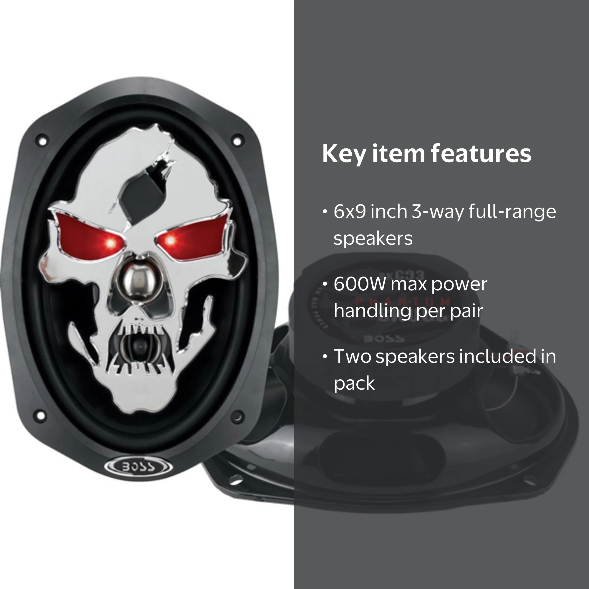 bossnoeul BW サインポラ Boss Audio Audio SK693 - PHANTOM SKULL 600 Watt 6
