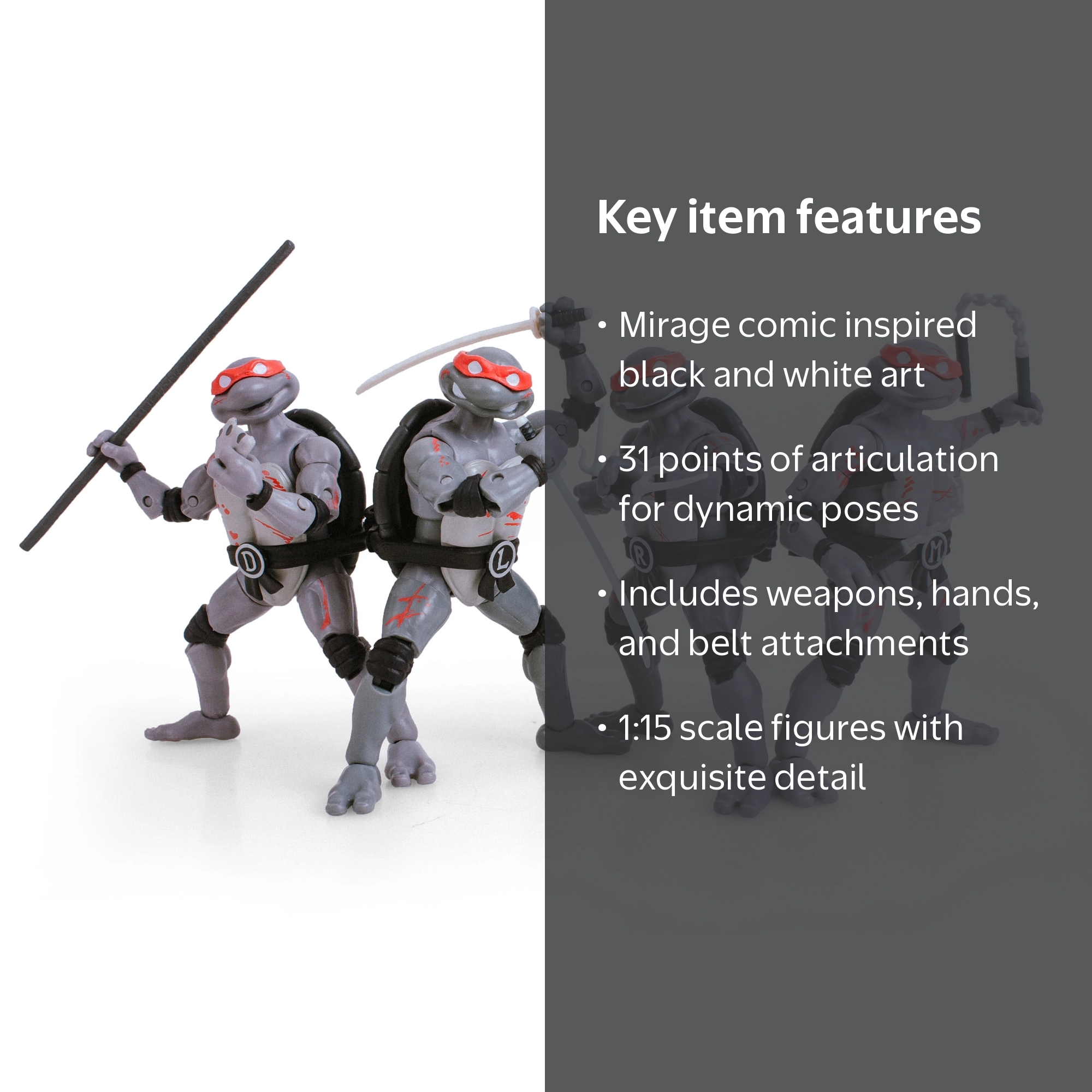 TMNT Black & White Battle Damage - Walmart Exclusive BST AXN