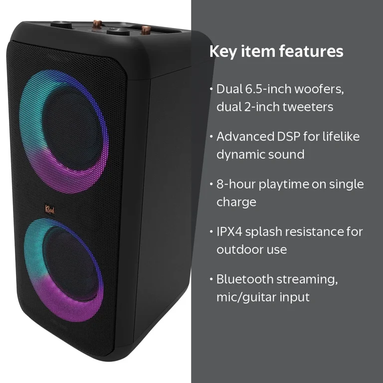 Klipsch GIG XXL Portable Powered Party Speaker with Bluetooth, Mic