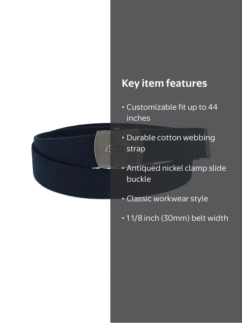 FIT SLIDE BELT REGULAR XXL 3cm幅　ブラック Dickies Adjustable Fabric Belt with Clamp Slide Buckle (Men