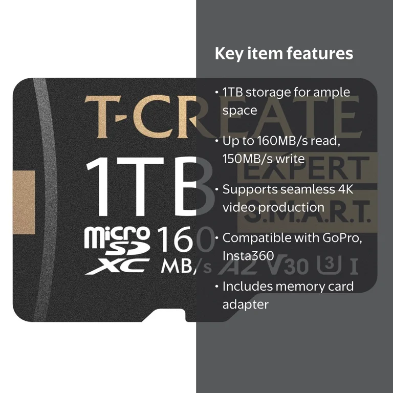 TEAMGROUP 1TB T-Create Expert S.M.A.R.T Monitored A2 microSDXC