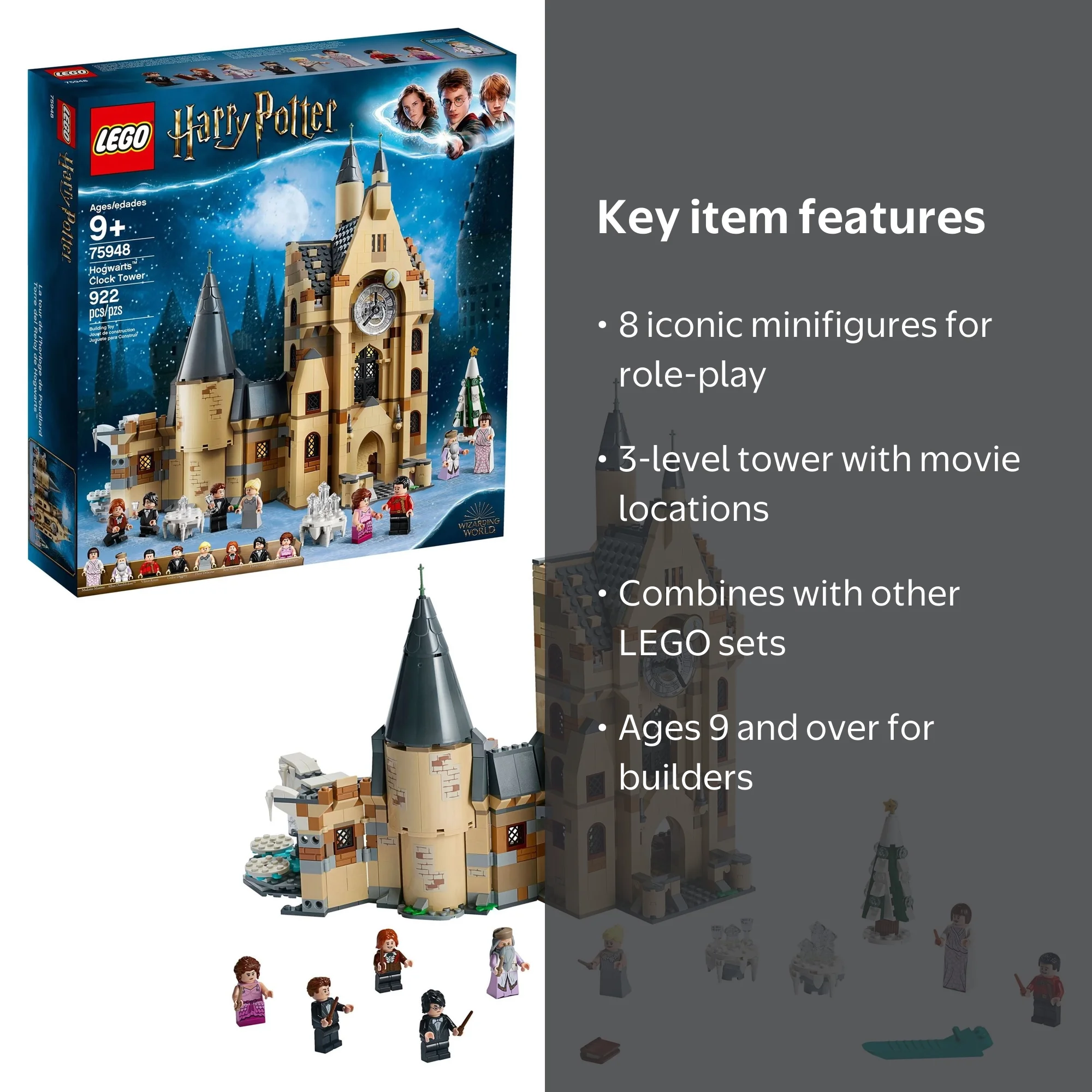 LEGO Harry Potter Hogwarts Castle Clock Tower 75948 Playset for