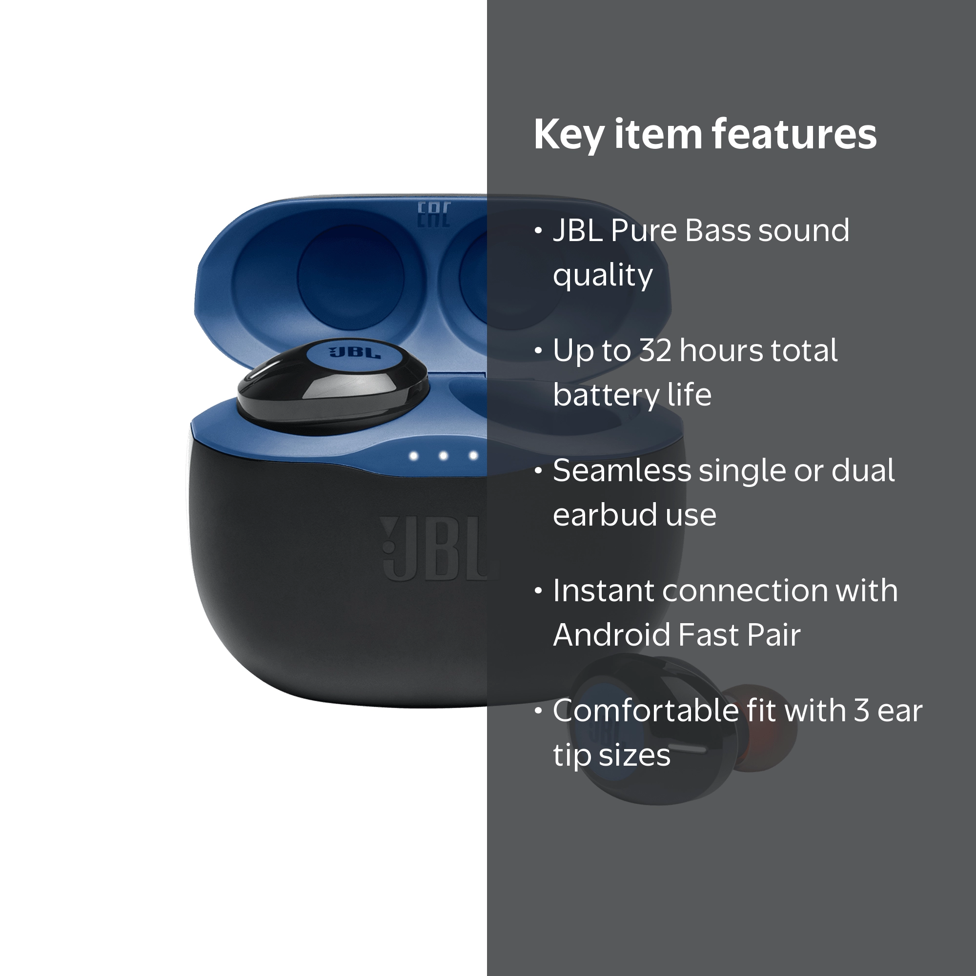 JBL TUNE 125TWS True Wireless Earbuds with Pure Bass, Bluetooth