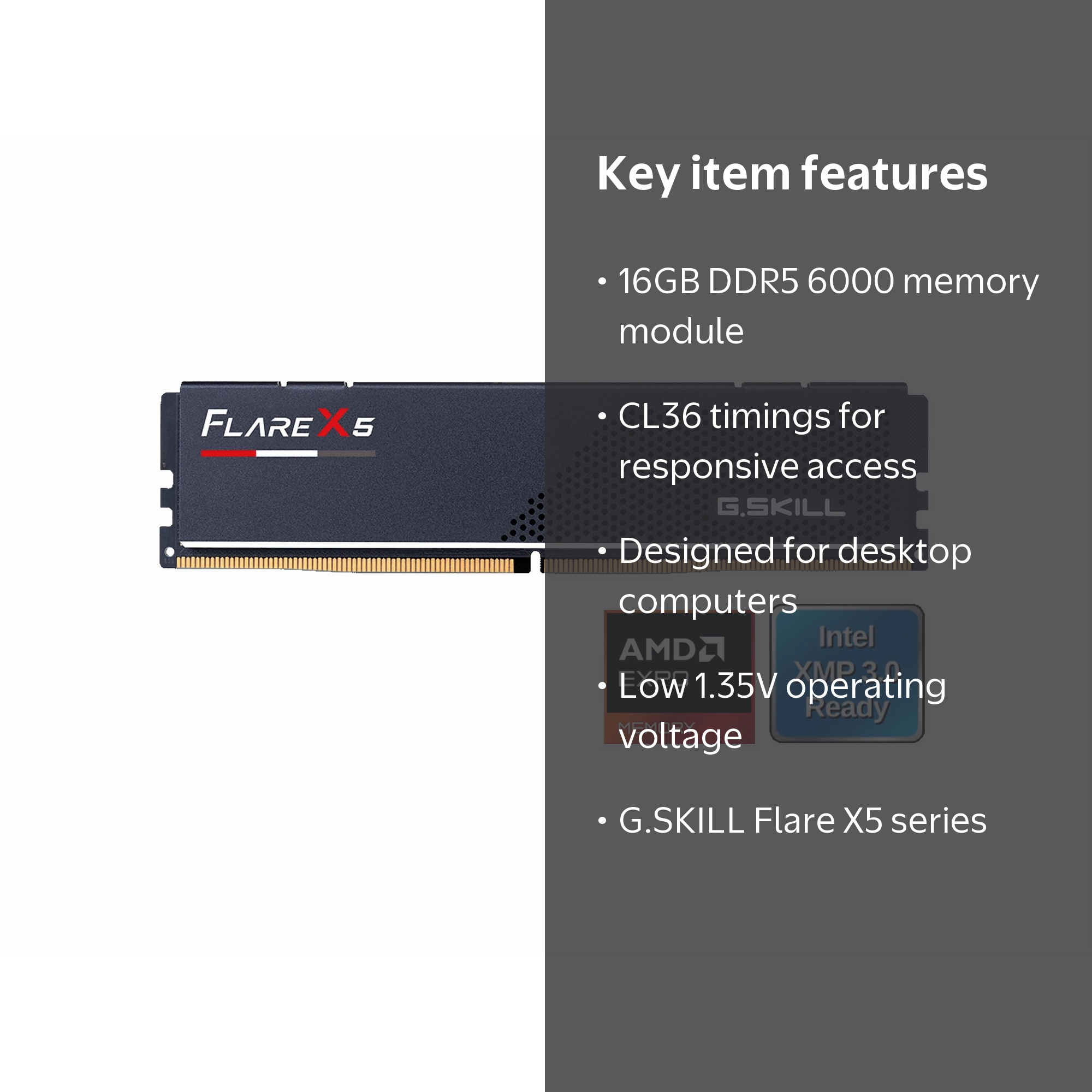 G.SKILL Flare X5 16GB 288-Pin PC RAM DDR5 6000 (PC5 48000) Desktop
