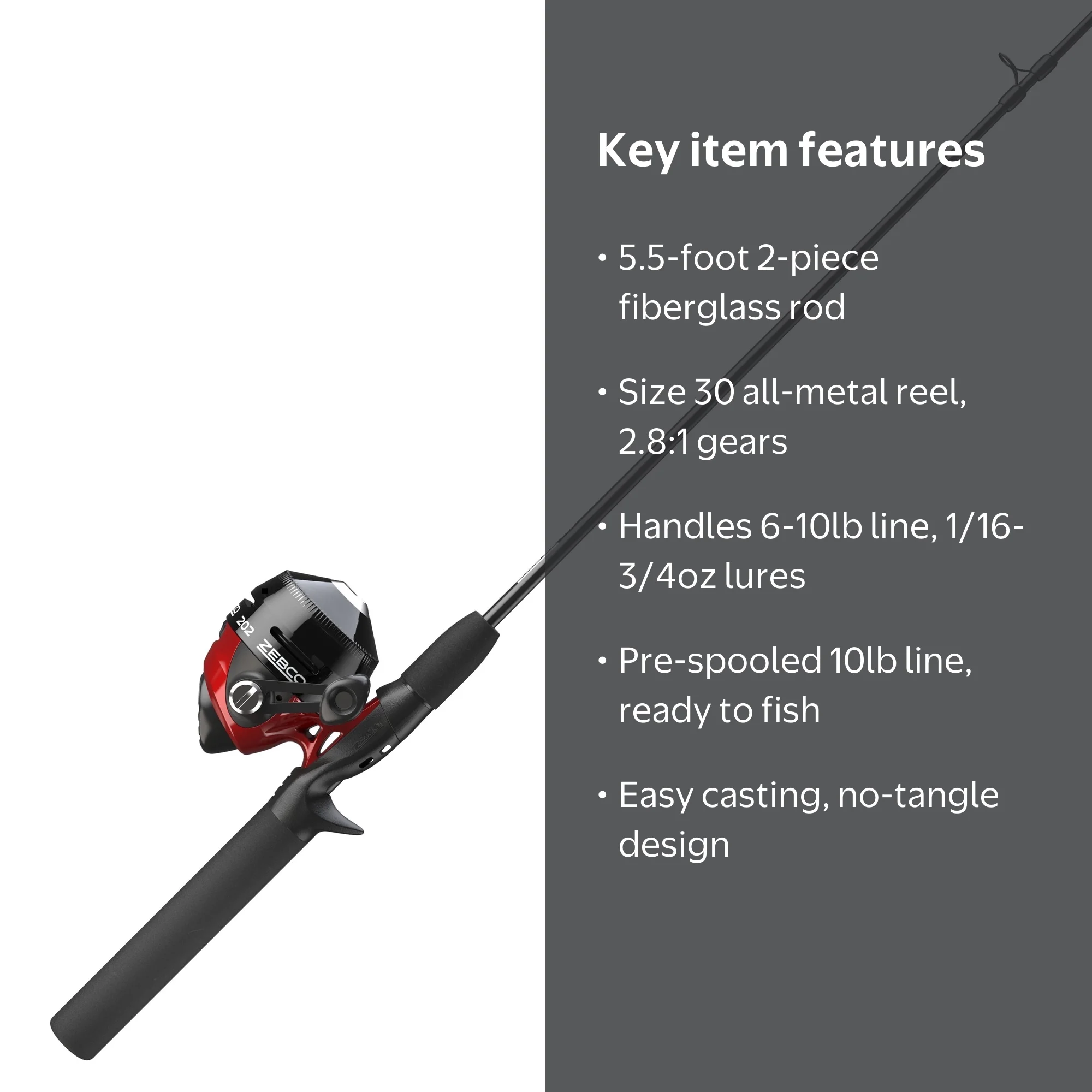 Zebco, Spincast Reel and Fishing Rod Combo, 5'6