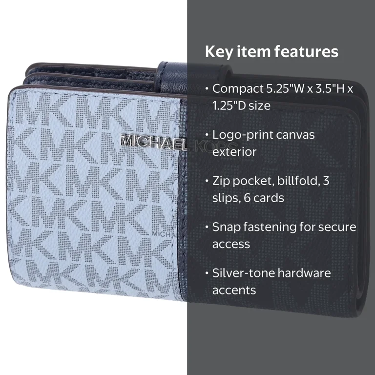 Michael Kors Women's Jet Set Travel Medium Bifold Two-Tone Logo