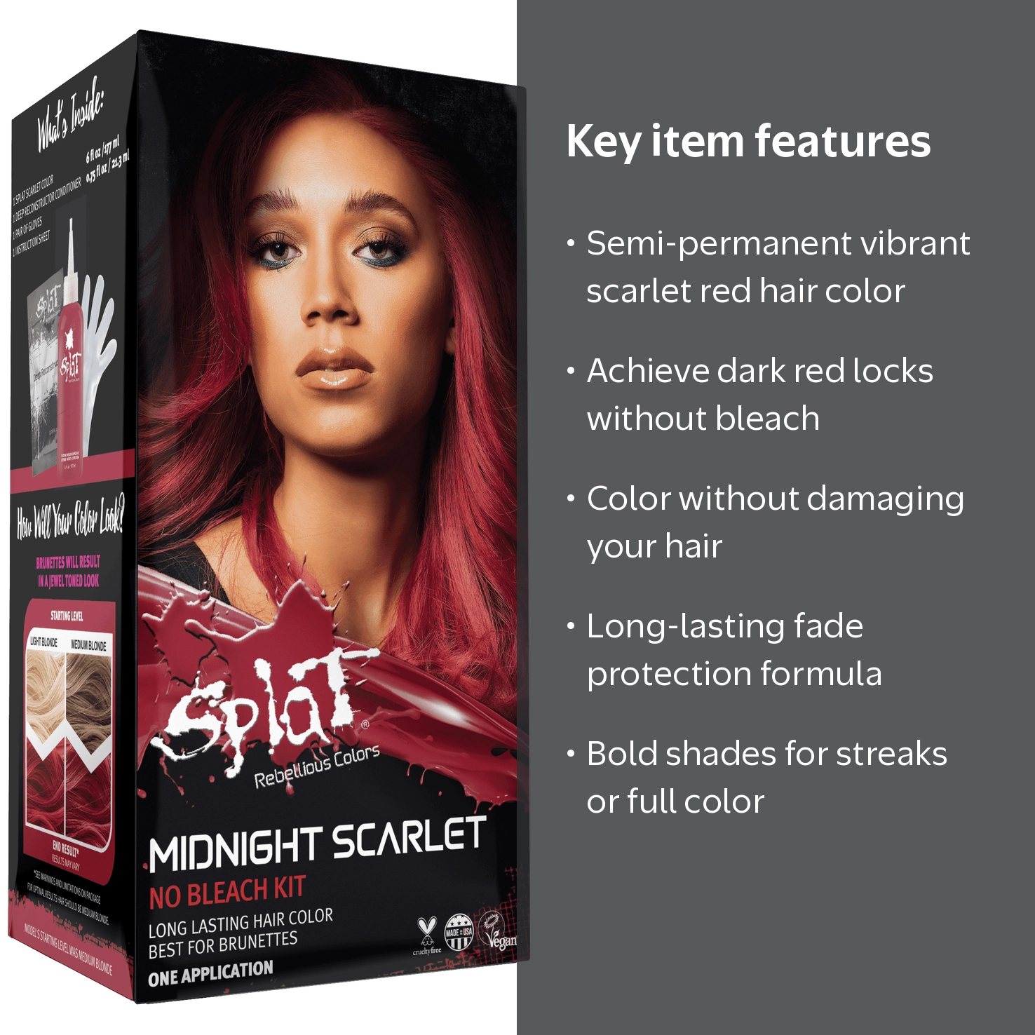 2PACK) Splat Midnight Scarlet Hair Dye, Semi-Permanent Red Hair