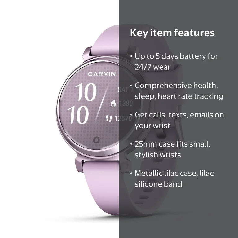GARMIN, Smartwatch, Lily¬Æ 2, Small and Stylish, Lilac/Metallic