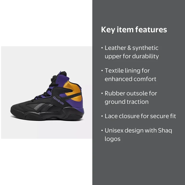 Reebok Footwear Unisex' Shaq Attaq Hype Cblack/Bolprp/Cogold , 8.5