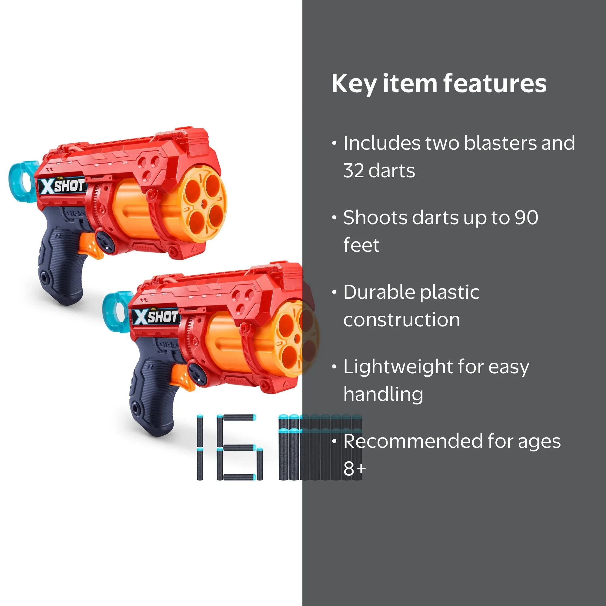 ZURU X-Shot Excel Fury Foam Dart Blaster ‚Äì Pack of 2: Futuristic