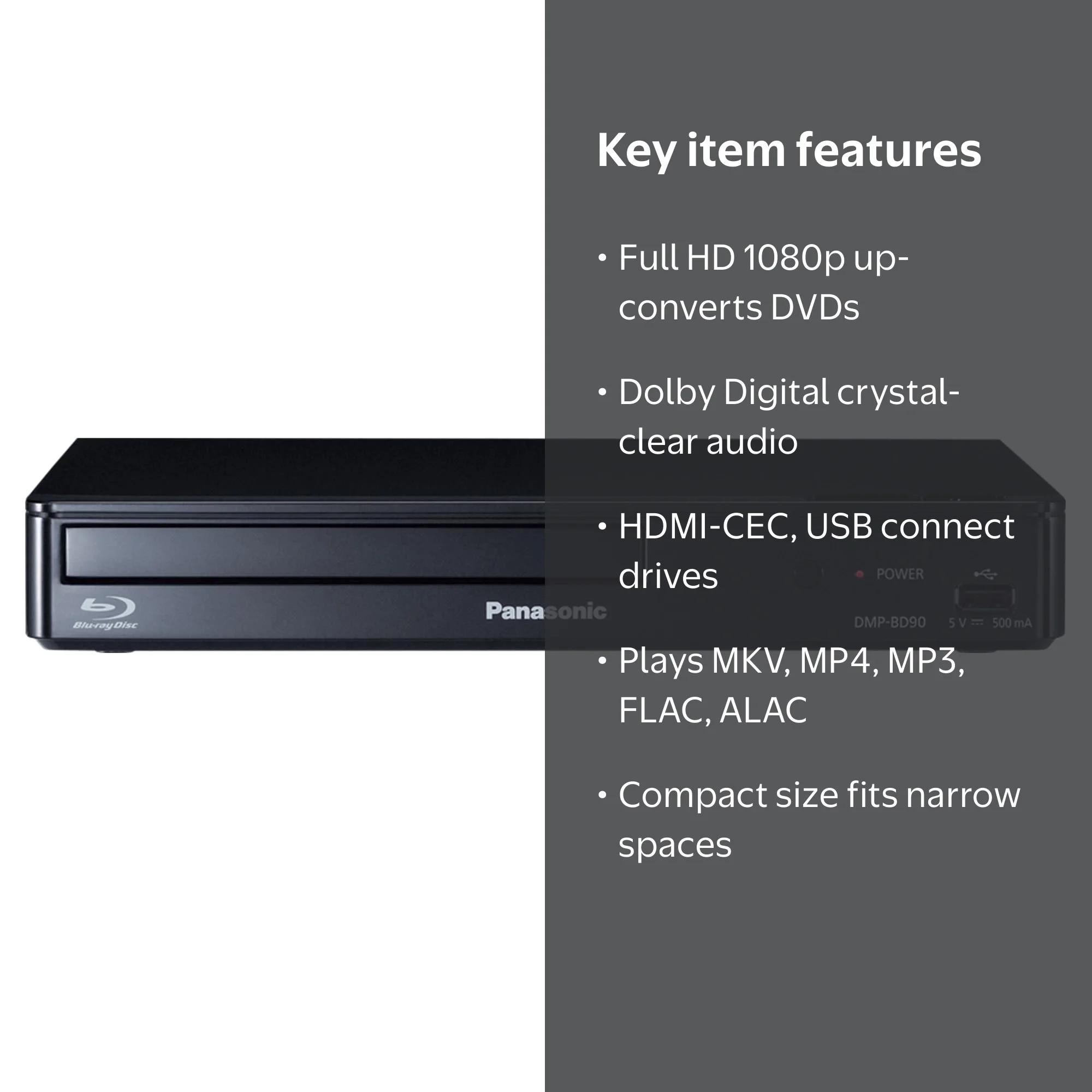 Panasonic Blu Ray DVD Player with Full HD Picture Quality and Hi