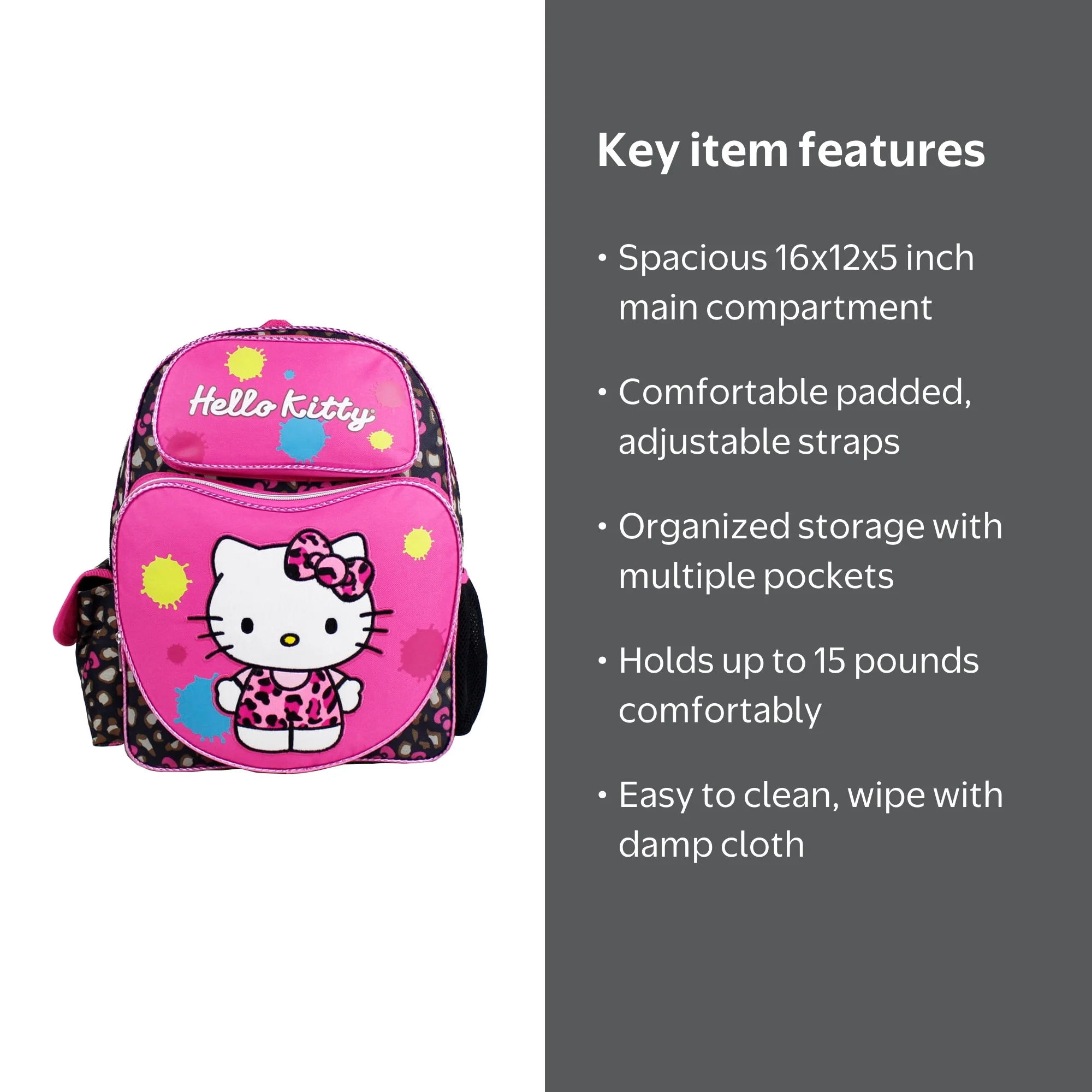 Sanrio Hello Kitty Cheetah Kids School Backpack, 16"" Large Girls Bookbag with Heart Pocket" - Walmart.com Sanrio Hello Kitty Cheetah Kids School Backpack, 16"" Large Girls Bookbag with Heart Pocket" - Walmart.com