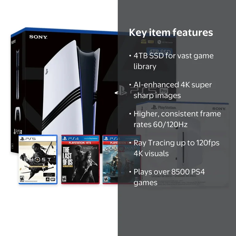 PlayStation 5 Pro with Disc Drive 4TB SSD PS5 Console, Wireless