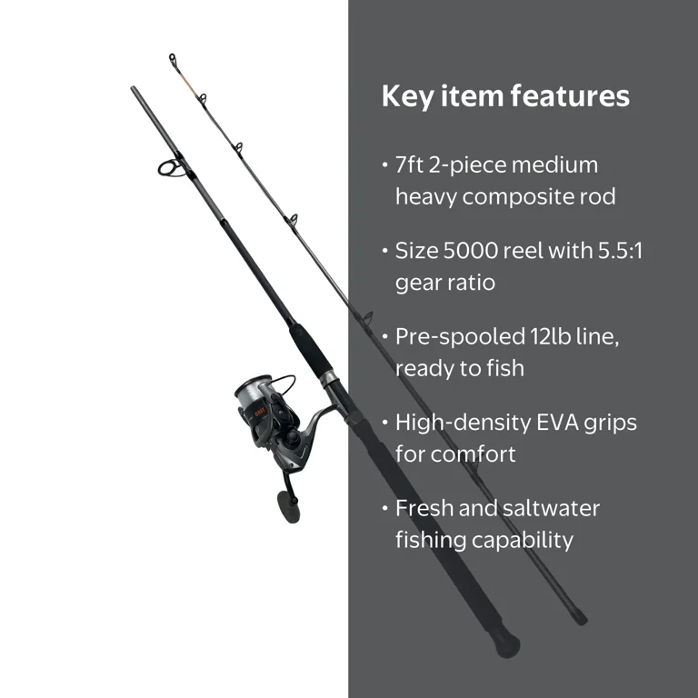Ozark Trail Grit Stick 7ft Medium Heavy Spinning Combo with 5000