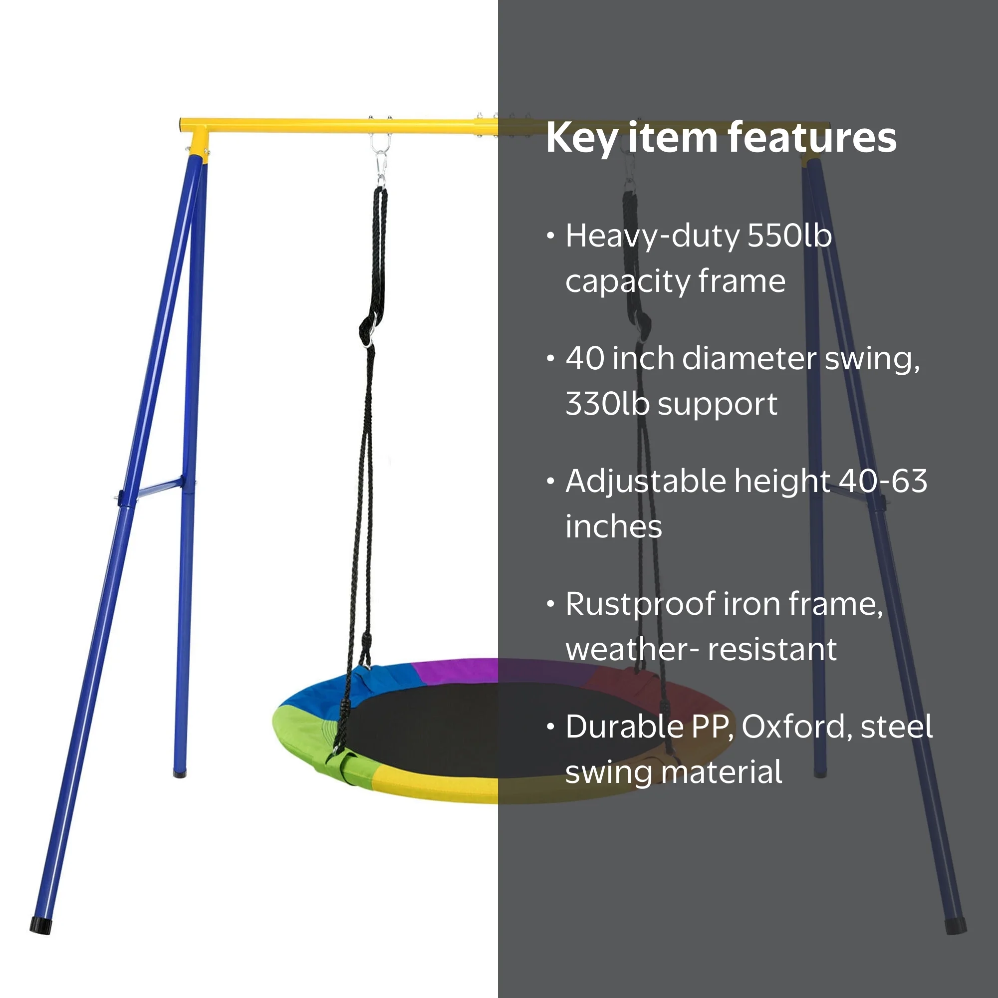 Gymax Kids & Teens 40'' Round Platform Flying Saucer Tree Swing