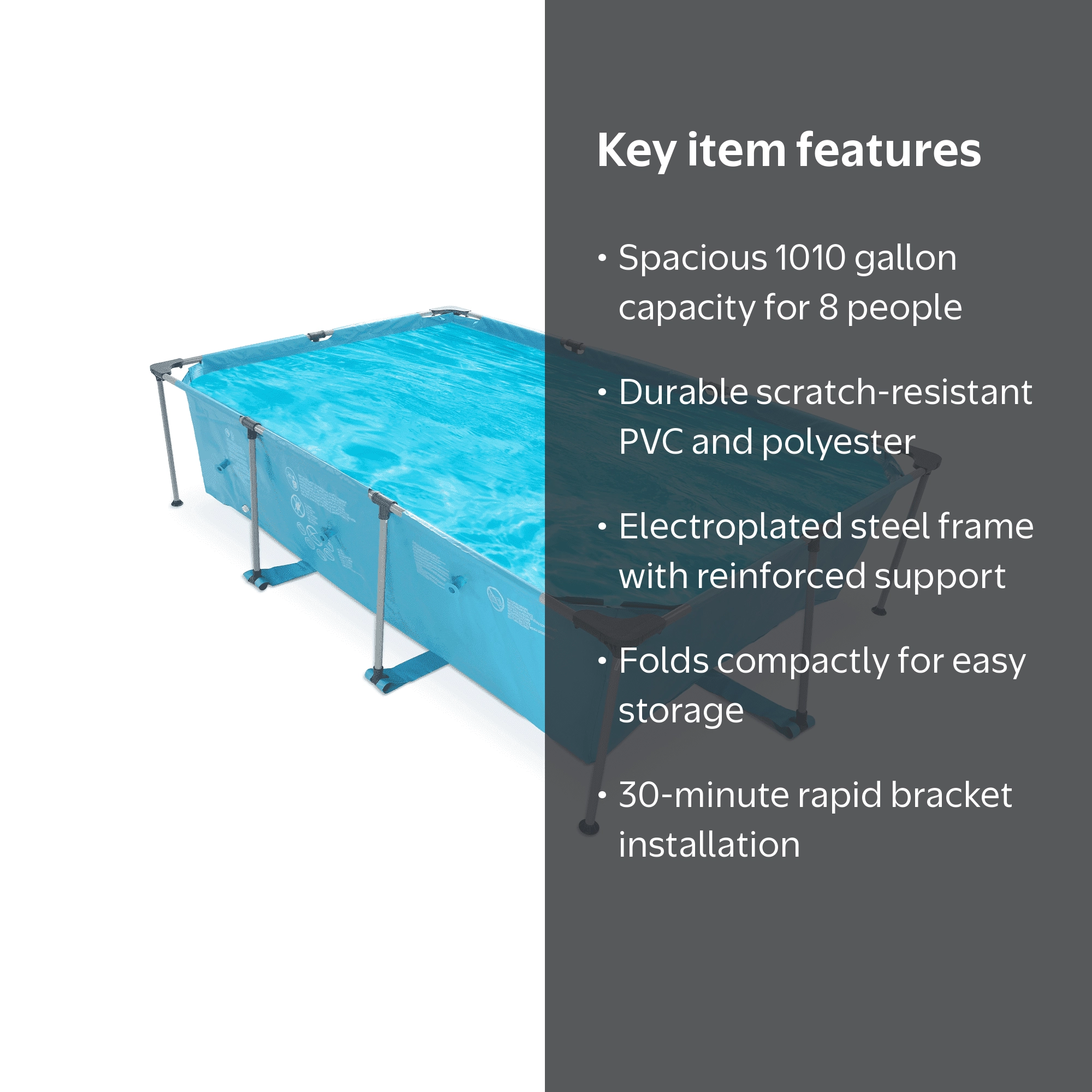 GASKY 10ft Swimming Pool Rectangle Metal Frame and Accessories