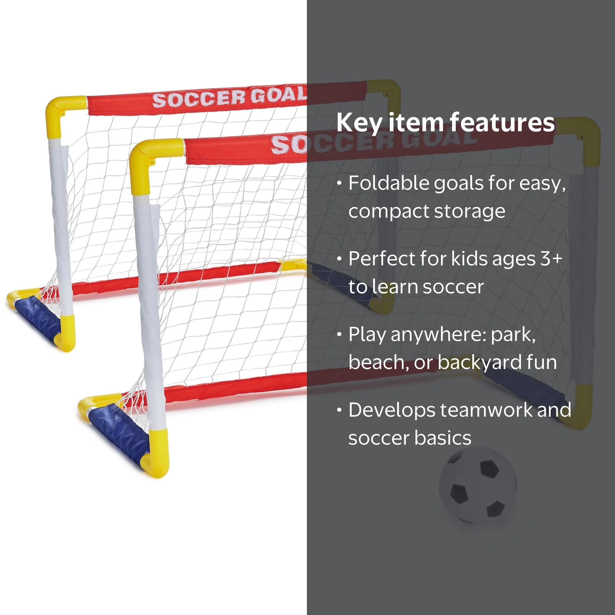 Play Day Foldable Soccer Set - 2 Folding Goals, Ball, Pump