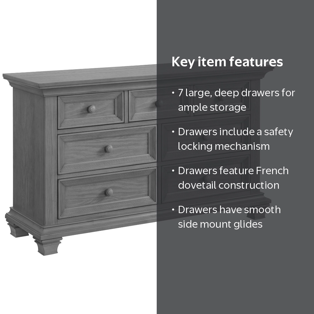 Oxford Baby Weston 7 Drawer Dresser Dusk Gray - Walmart.com