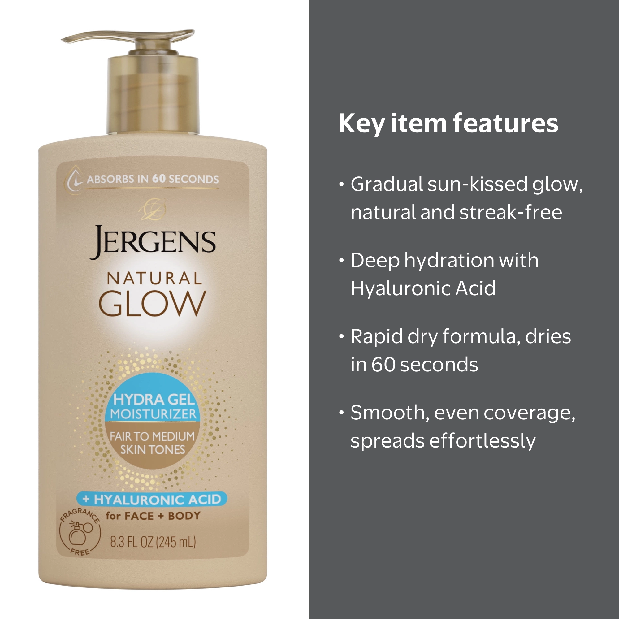 Jergens Natural Glow Hydra Gel Moisturizer, Gradual Tanning Lotion