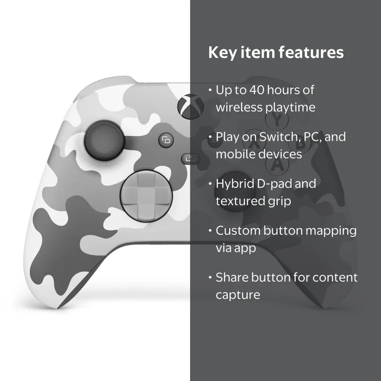 Microsoft, Xbox Wireless Controller, Arctic Camo, Blue - Walmart.com