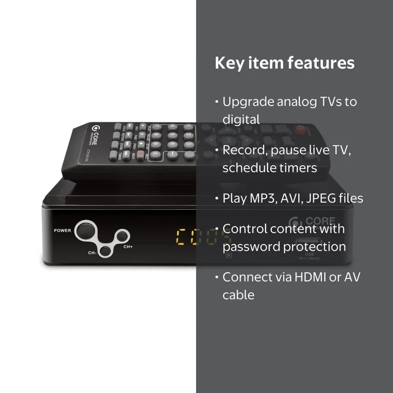 Core Innovations CTCB105 Over-the-Air Digital TV Converter & DVR