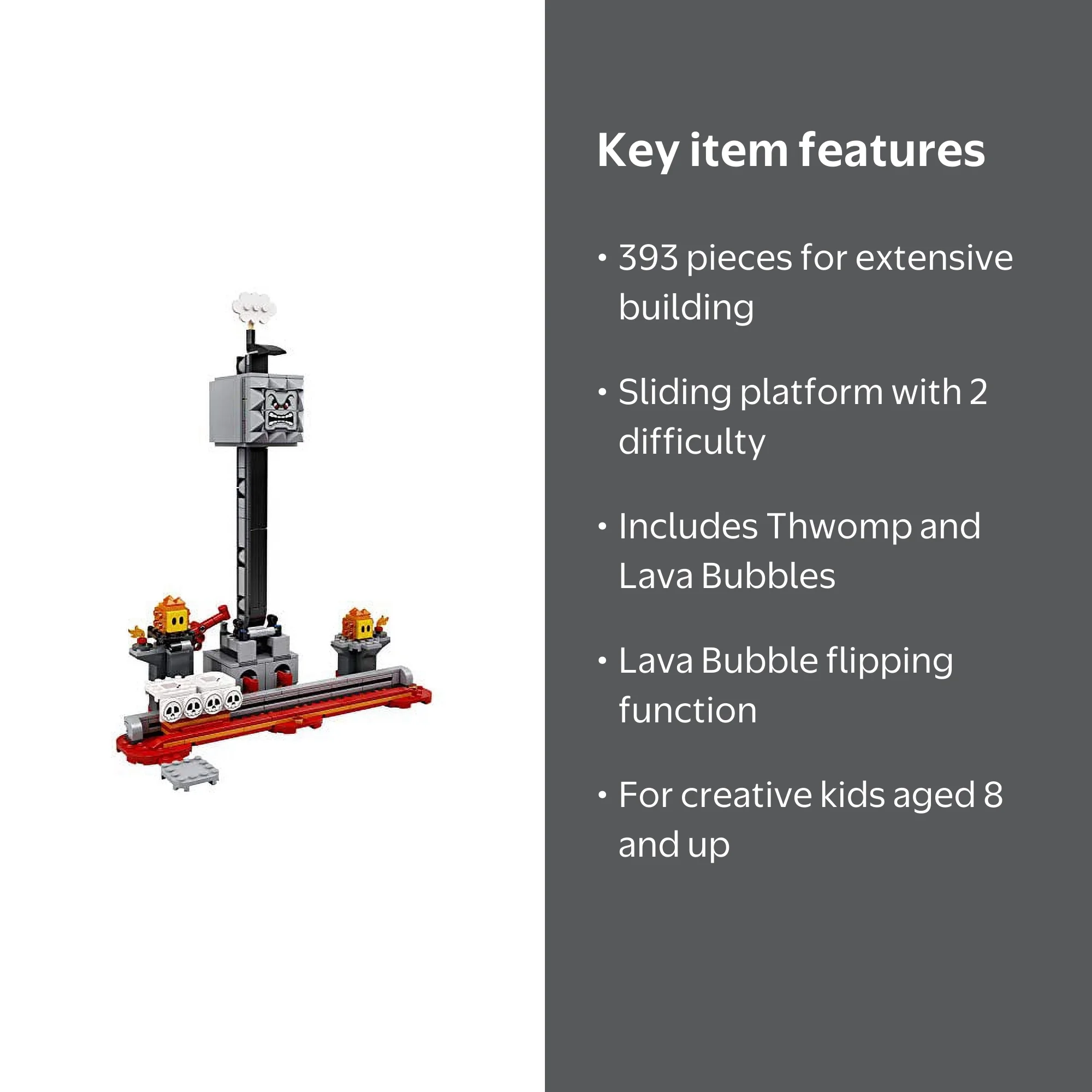 LEGO, Super Mario Thwomp Drop Expansion Set, 71376, 393 Pieces