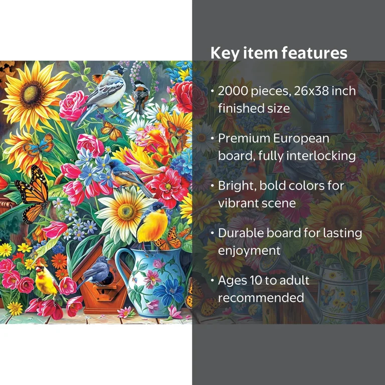 RoseArt Colorluxe 2000-Piece Birds in the Garden Adult