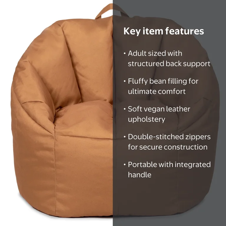 Big Joe Joey Large Bean Bag Chair in Honey Oak Canvas, All Ages