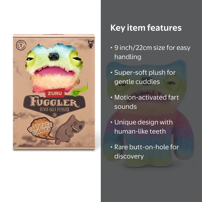 Fuggler Fart Face 9 inch Wide eyed Weirdo Plush, Funny Monster Toy