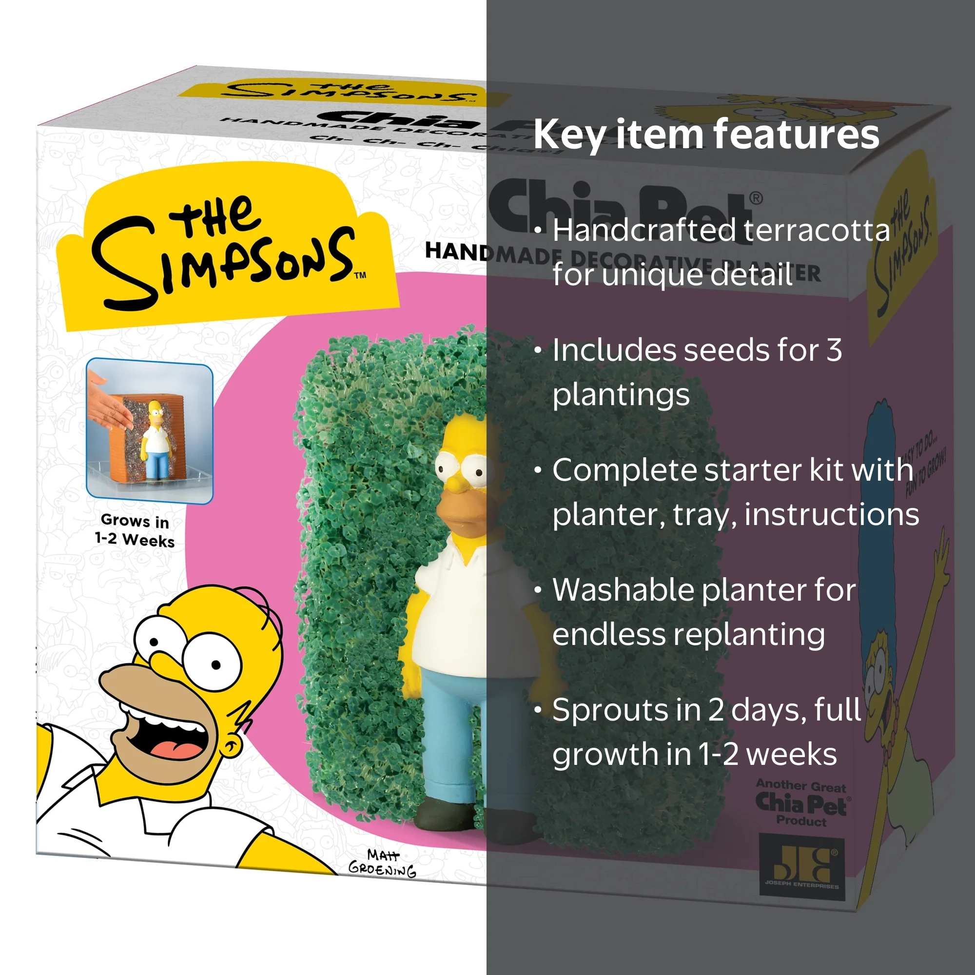 Chia Pet, Homer Simpson Chia Pet Handmade Decorative Planter, N/A