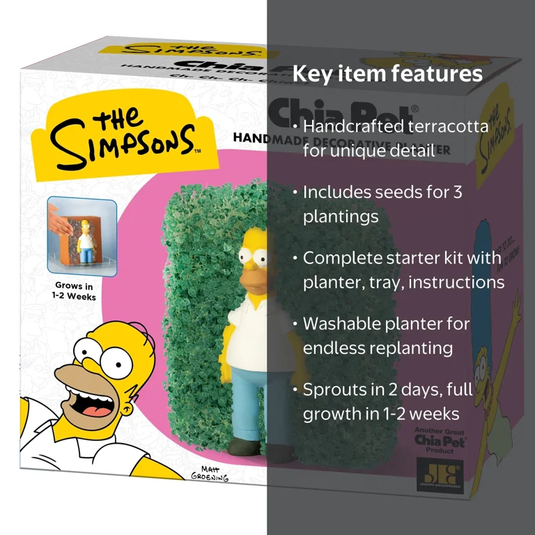 Chia Pet, Homer Simpson Chia Pet Handmade Decorative Planter, N/A