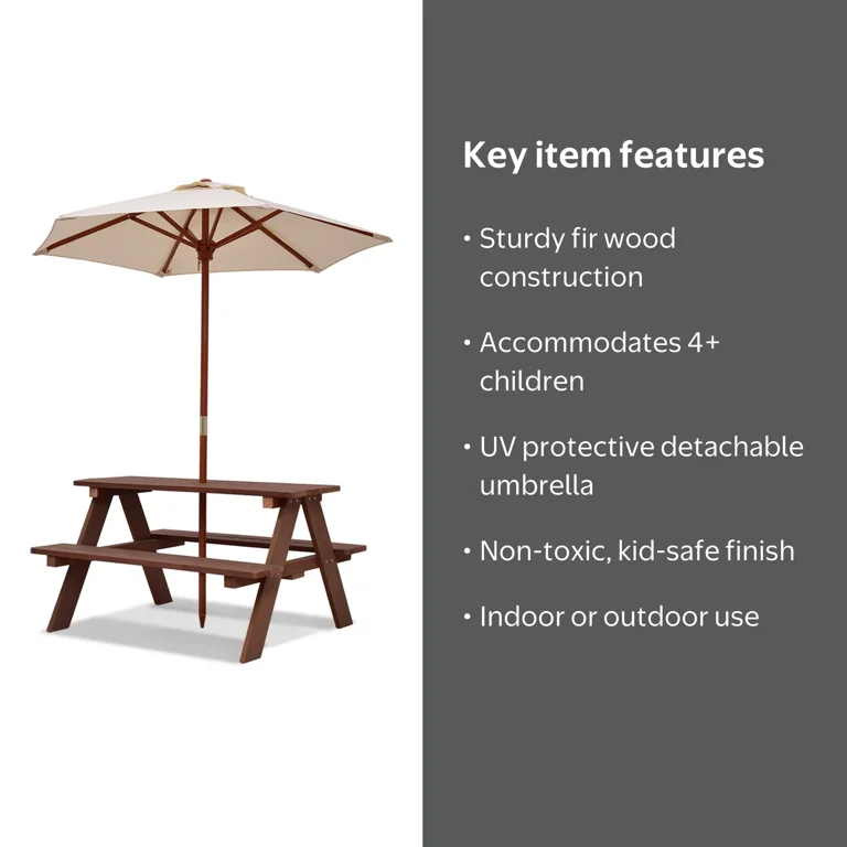 kids patio umbrella canada Martha Stewart Outdoor Craft Table, 2 Benches & Set: Acacia Wood Activity Desk w/ Storage, Kids Play Table & Bench for Backyard, Garden providing convenient space to store toys Goplus Children Outdoor 4 Seat