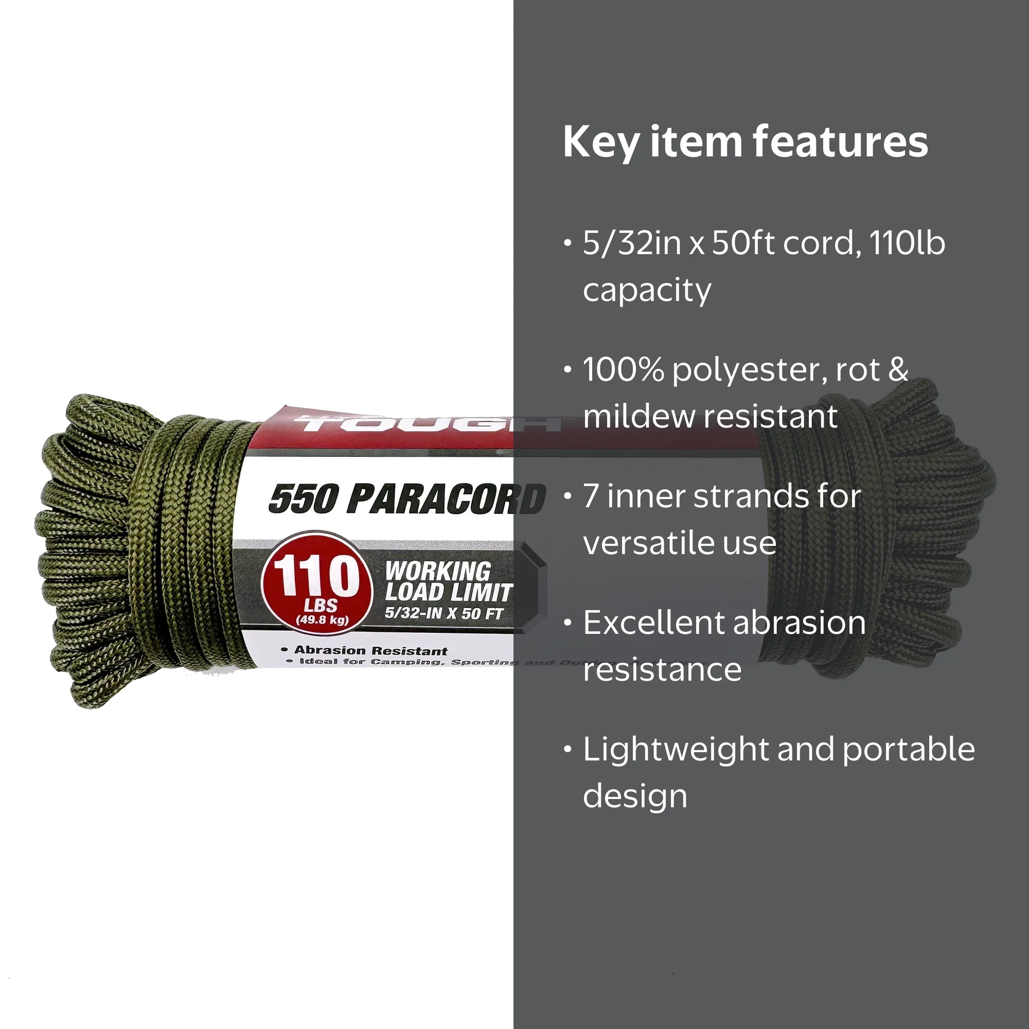 激安50％OFF！◆新品！SCHORL 高級ハーフコート 44◆5351 Hyper Tough 5/32 inch x 50 ft Green Reflective Paracord 550