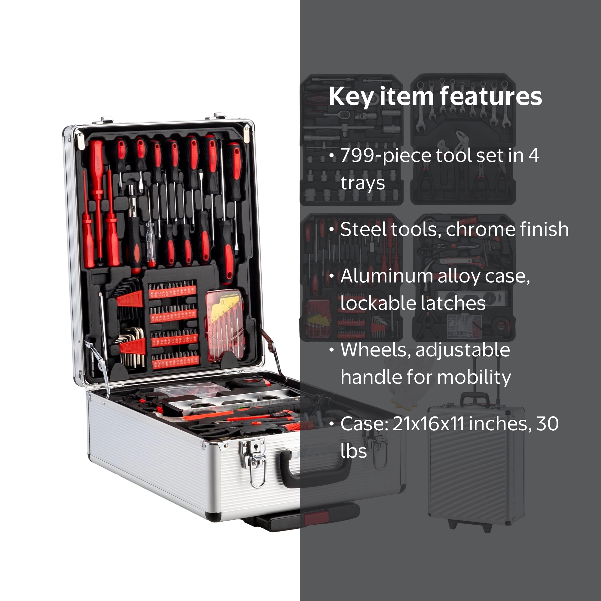 UBesGoo 799 Pcs Household Tool Set, Mechanics Kit with Trolley