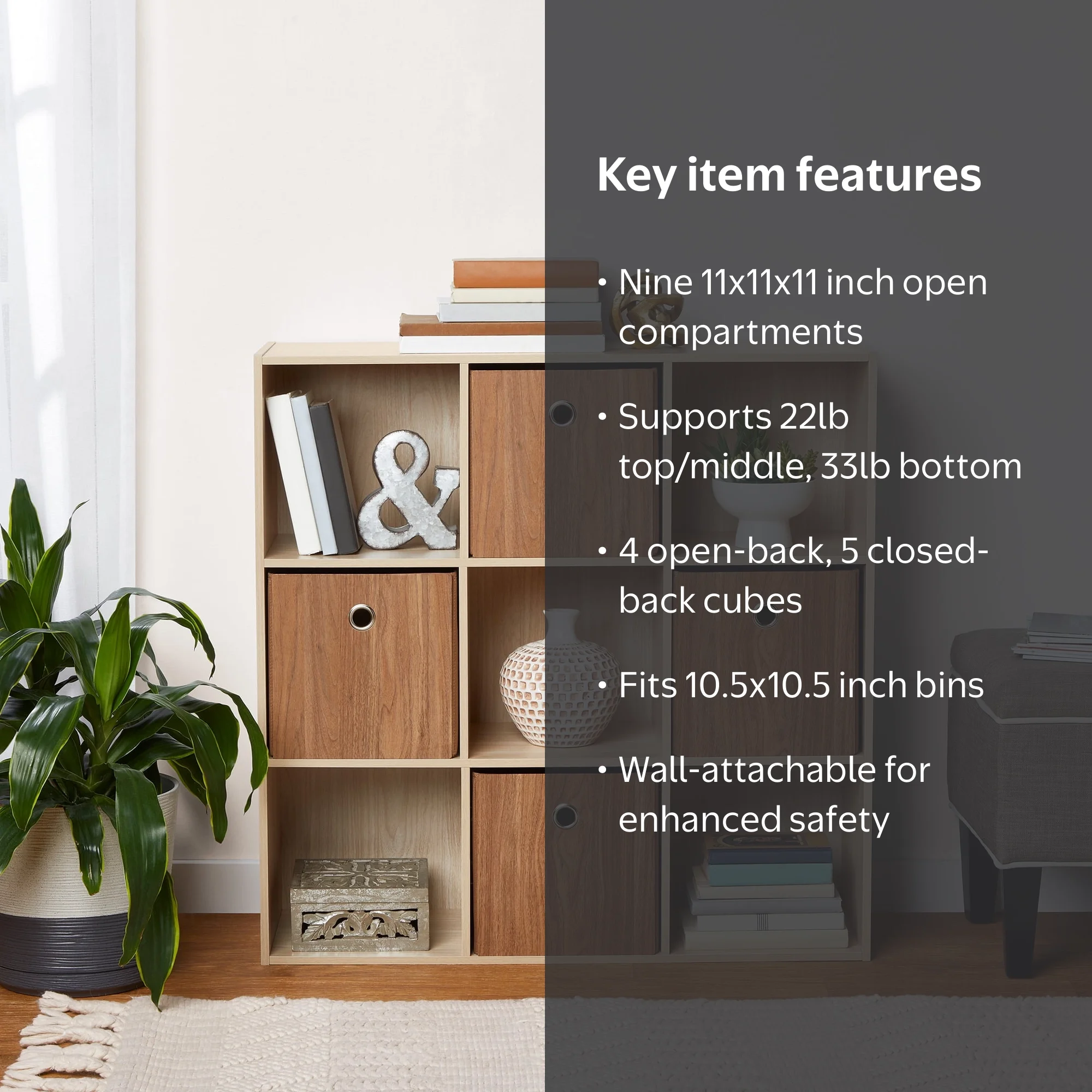 Mainstays 9 Cube Storage Organizer, Spring Pine - Walmart.com