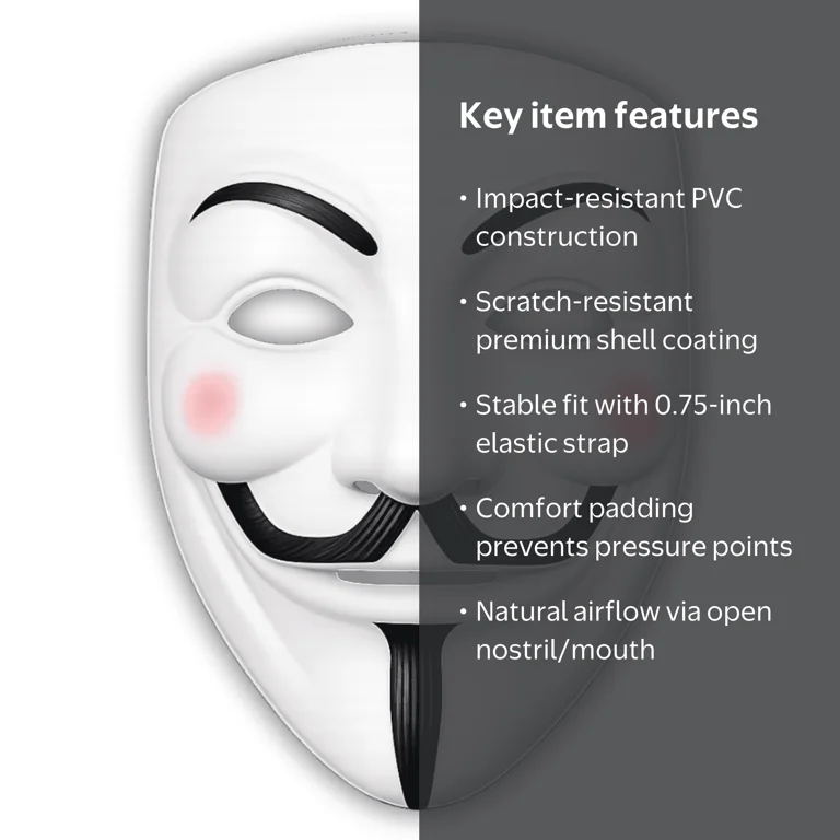 Premium Classic Hacker Mask for Cosplay, Costumes & Themed Events