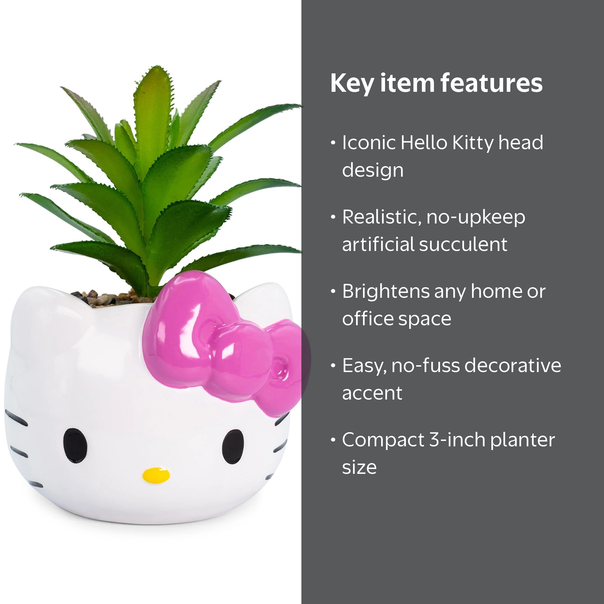 Hello Kitty, Ceramic Mini Planter, 3-Inch, with Artificial