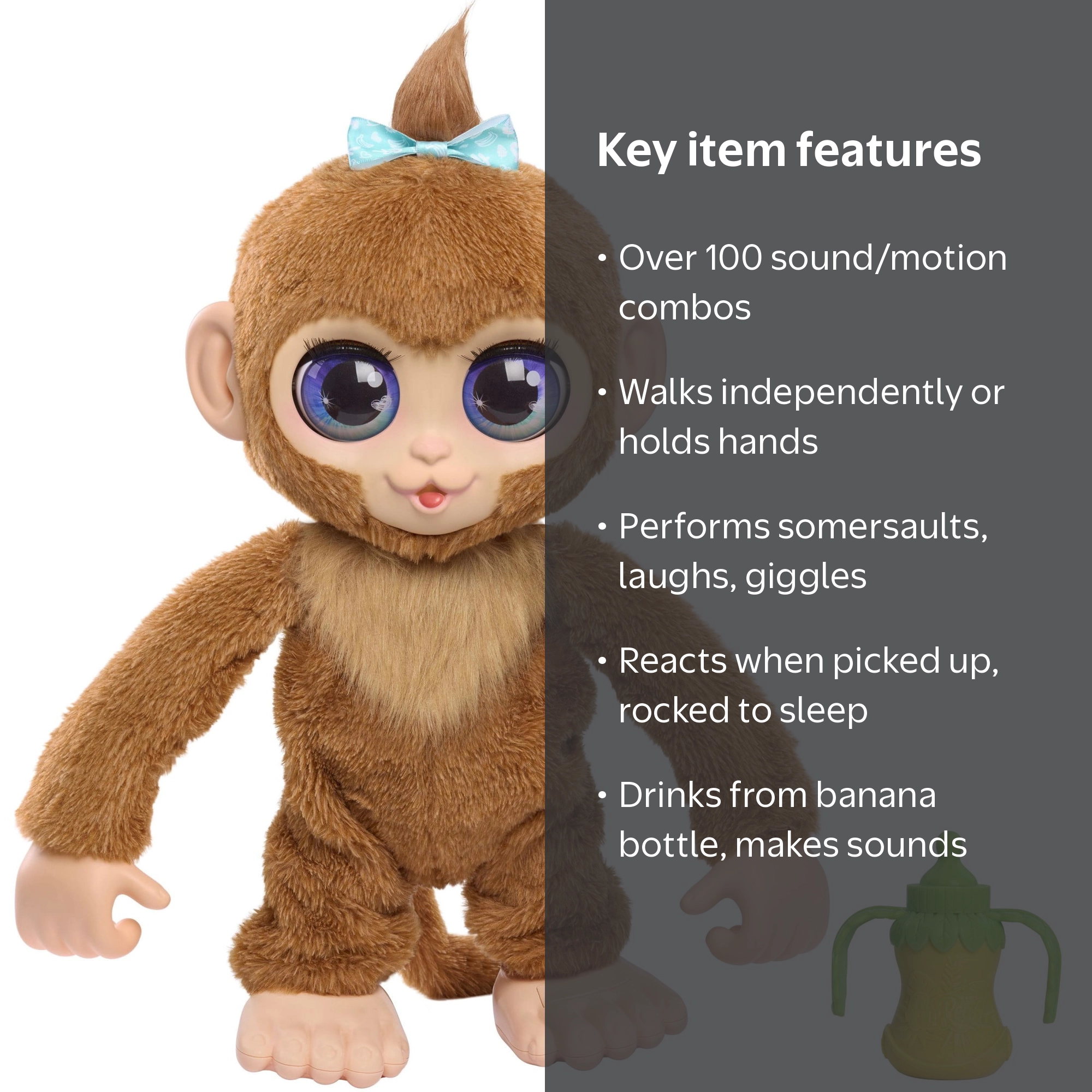 Hasbro, furReal Peanut the Playful Monkey, 15-inch Interactive