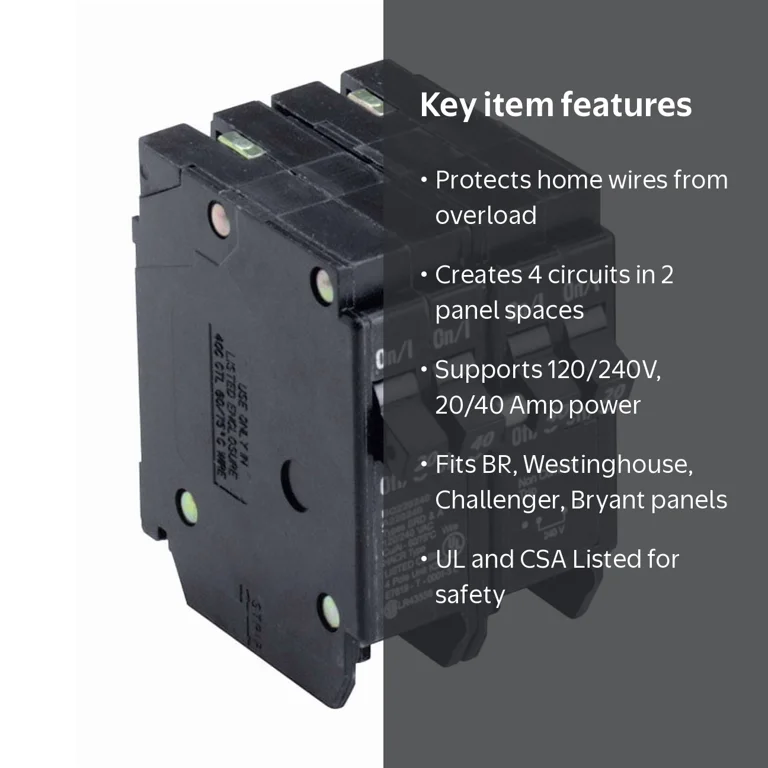 Eaton Circuit Breaker, Quadplex 4 Pole, 20/40 Amp, 120/240 V, UL
