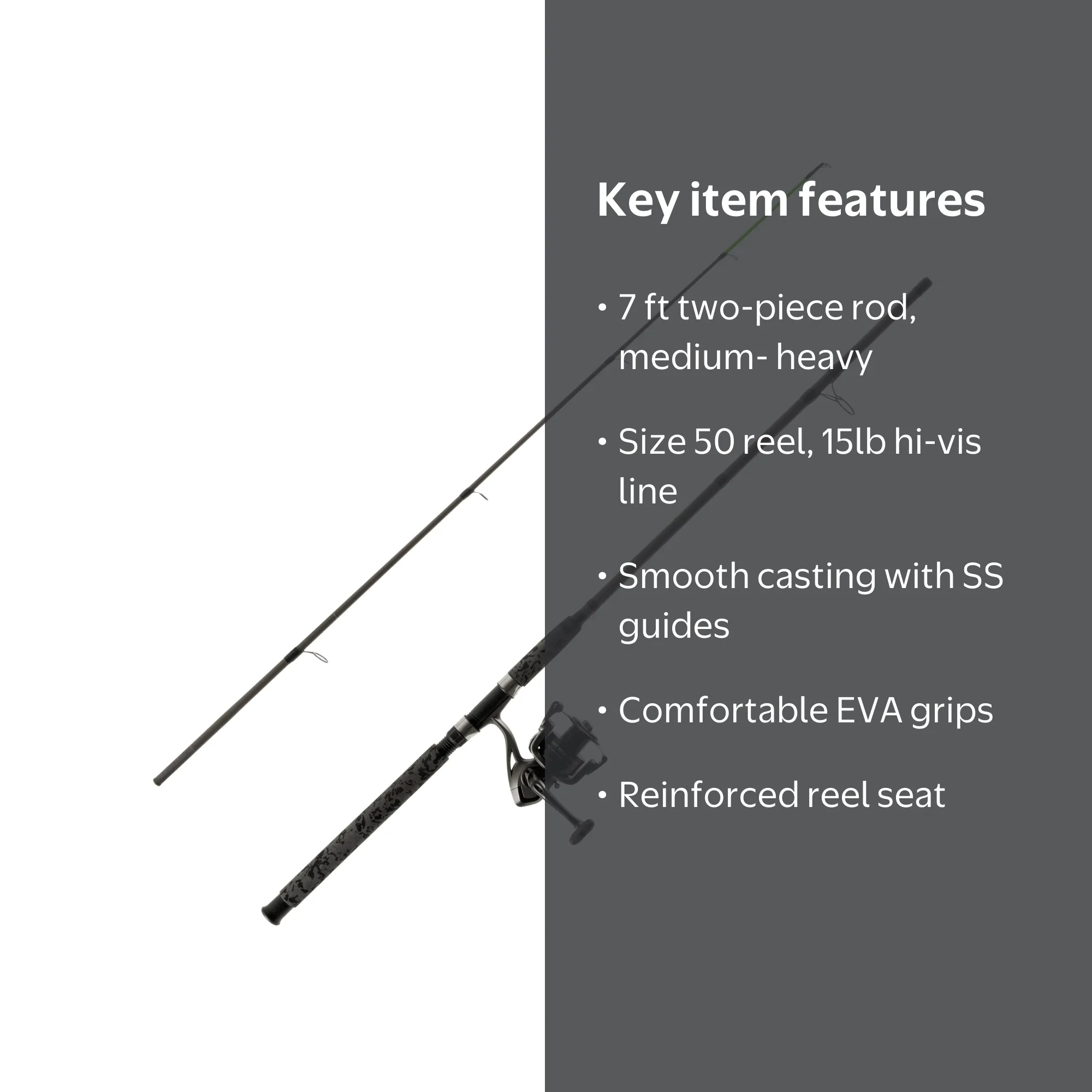 Ozark Trail Grit Stick 7 ft Medium Heavy Action Spinning Rod and
