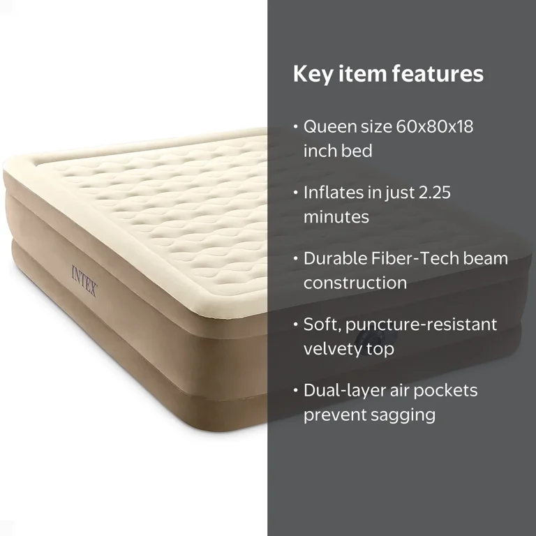 Intex 64427ED Dura-Beam Deluxe Ultra Plush Inflatable Camping Bed