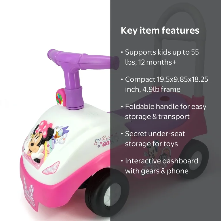 ides Minnie Mouse キッズバイク ペダル付き ピンク Kiddieland Adorable Kid Push & Pedal Ride-On, Plastic Pink, 19.50