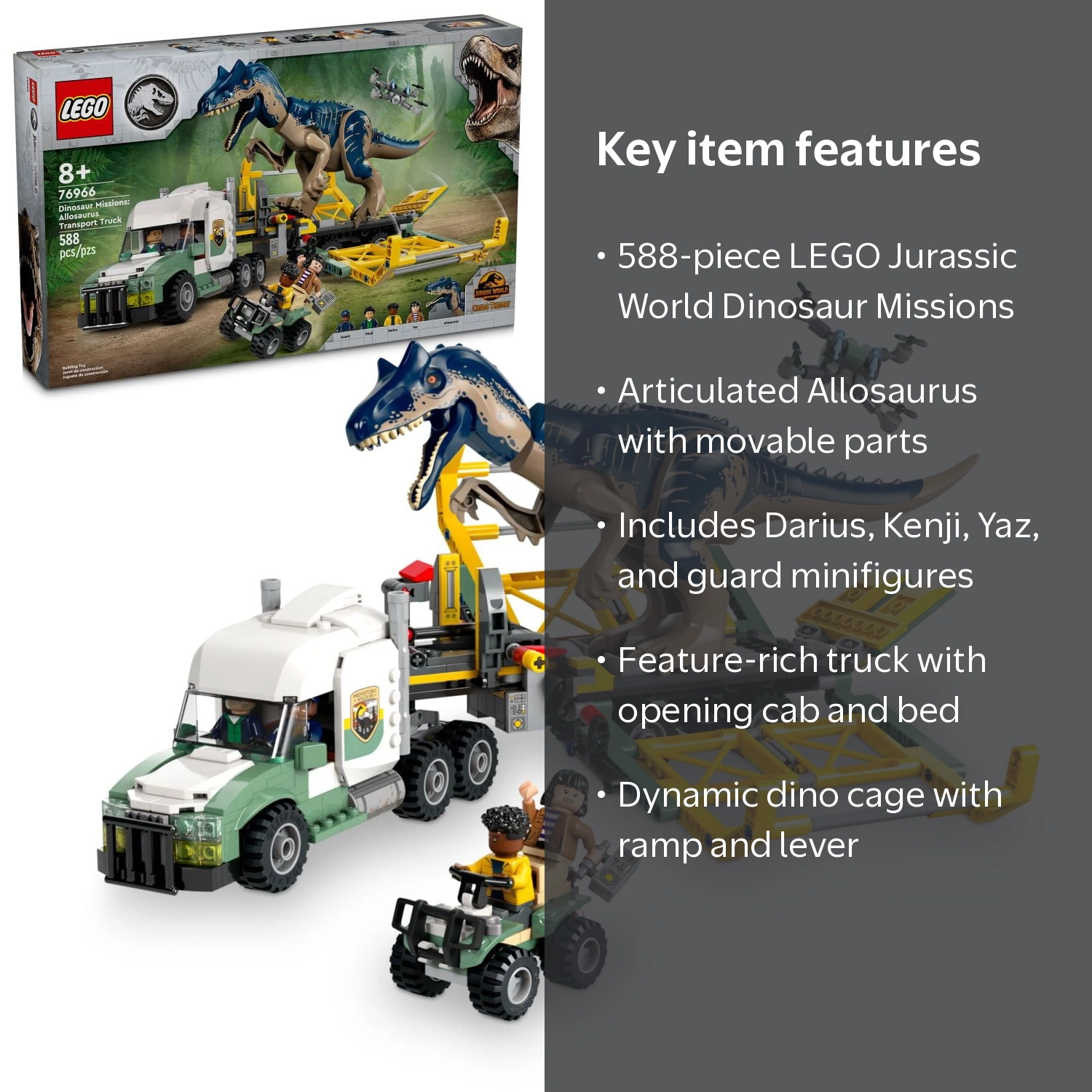 LEGO Jurassic World Dinosaur Missions Allosaurus Transport Truck