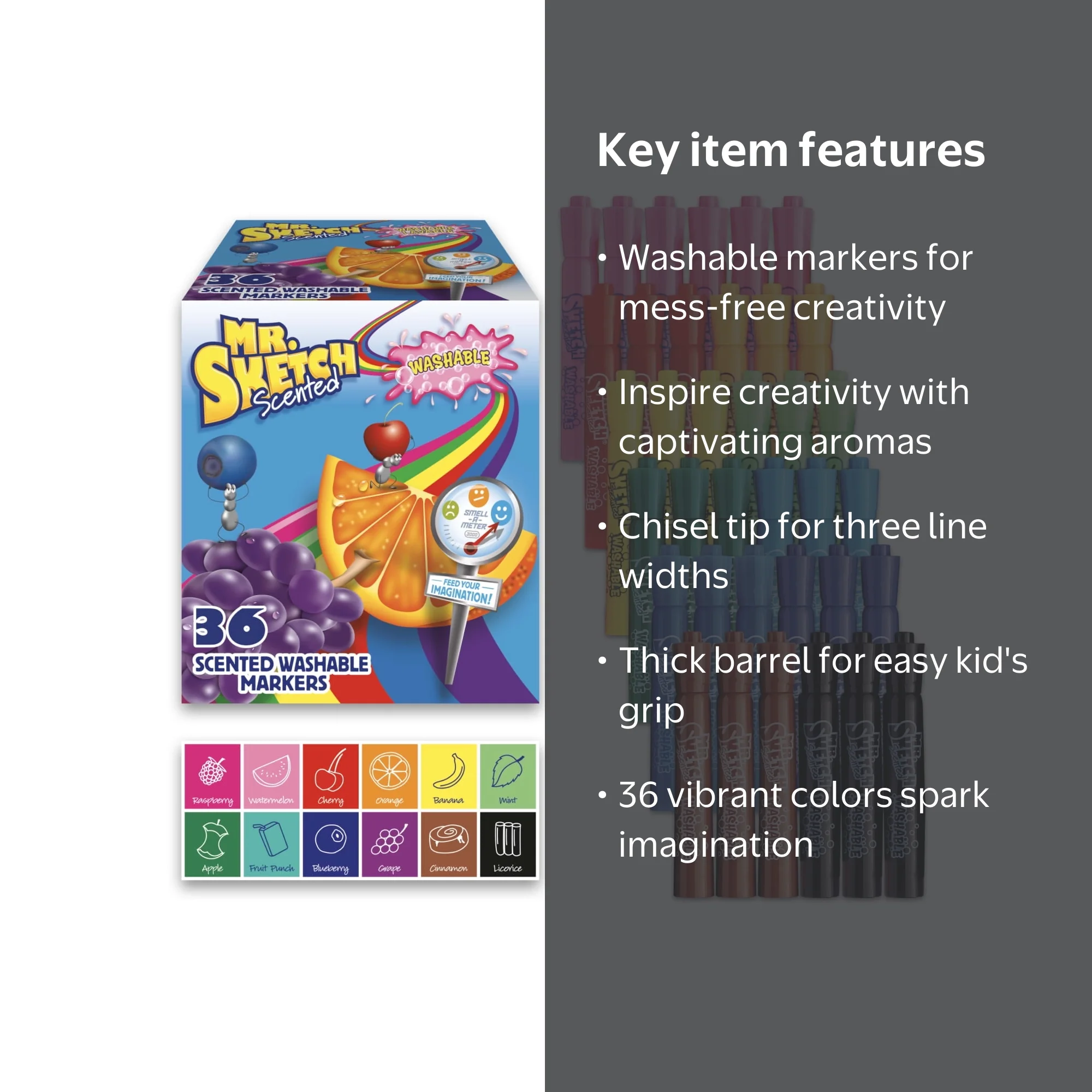 日本未発売 ミスター カートゥーン スプレー缶 女性 スカルデザイン 木箱付き Mr. Sketch, Scented Washable Markers, 36 Count, Assorted Colors
