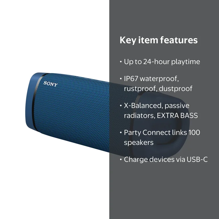 Sony SRSXB33 EXTRA BASS™ Wireless Bluetooth Speaker with Party