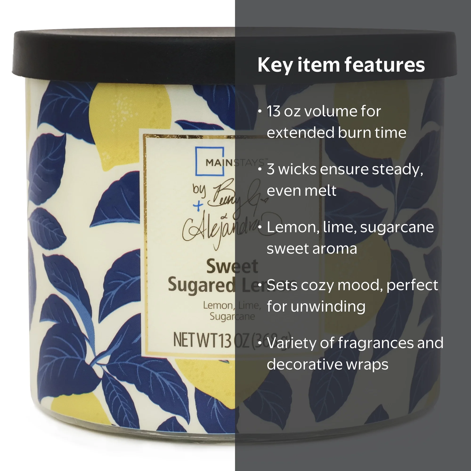 Mainstays by Becky G. & Alejandra 3-Wick Sweet Sugared Lemon