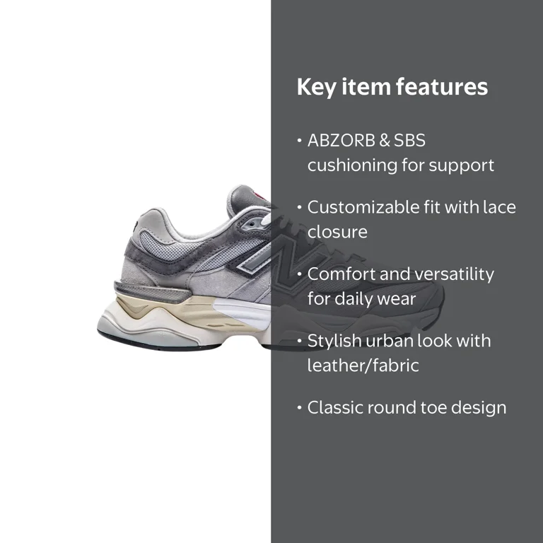 New Balance Grey Leather 9060 Sneakers Grey (Men's) - Walmart.com