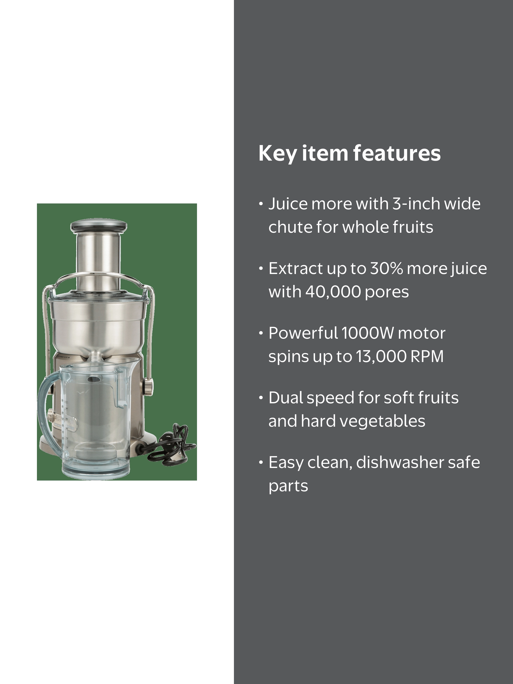 Breville 800JEXL Multi-Speed Pro Juicer, 1000-Watt Juice Fountain