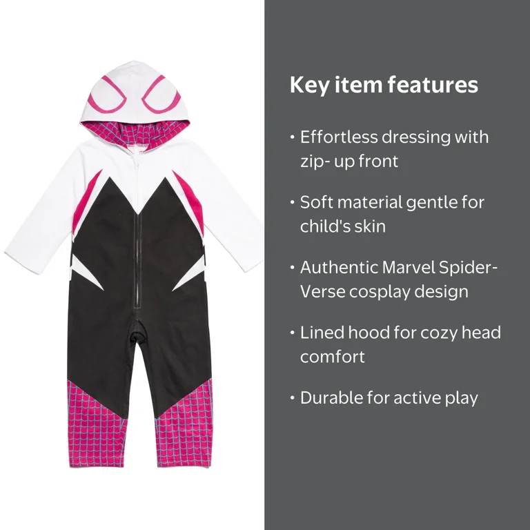 Marvel Spider-Man Spider-Gwen Ghost Spider Girls Zip Up Coverall